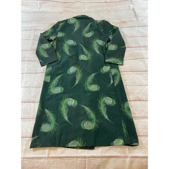 Vintage Cain Sloan Peacock Green Dressing Coat - L/XL - Picture 12 of 12